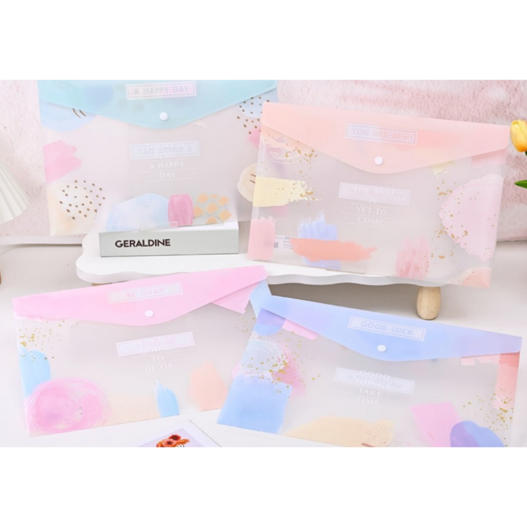 INS - แฟ้มซิปใสลายการ์ตูน A4 แฟ้มเอกสาร ลายน่ารัก เก็บกระดาษ/เครื่องเขียน/บิล FC-06 / FC-05 / FC-07 / FC-09