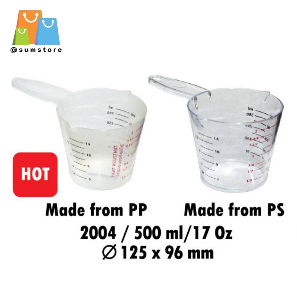 ถ้วยตวงใหญ่ 500ML 12.5x9.6CM เหยือกตวง ถ้วยตวงพลาสติก แก้วตวง มีด้ามจับ