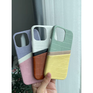(มี16)พร้อมส่งในไทย⭐️ 5โทนสี PC072 เคสหนังใส่บัตร 2ชั้น สีทรีโทน เคสไอโฟน เคสใส่บัตร สำหรับ iPHONE i11-16Promax