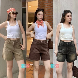 Acasey กางเกงยีนส์ผู้หญิง ขาสั้น 2ส่วน ผ้าไม่ยืด หนานุ่ม ใส่สบาย ทรงสวยมาก กำลังมาแรงส์