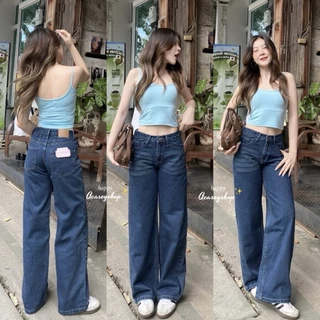 Acasey กางเกงยีนส์ผู้หญิง ขายาว ทรงใหม่ Low rise กระบอกกลาง เอวกลาง-ต่ำ ผ้าหนานุ่ม ผ้าไม่ยืด