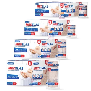 ยกกล่อง 12 ม้วน ผ้าพันเคล็ด ผ้ายืดพันเคล็ค คุณภาพสูง Elastic Bandage Longmed Medelas ผ้าพันแผลแบบยืด ผ้ายืด