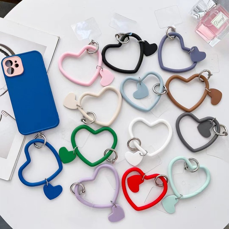 สายคล้องมือ สายรัดโทรศัพท์มือถือโซ่โทรศัพท์มือถือ พวงกุญแจเคสโทรศัพท์ซิลิโคนใสป้องกันการสูญเสียความรักสำหรับกีฬากลางแจ้ง