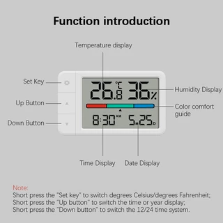 Miaomiaoce เครื่องวัดอุณหภูมิความชื้นดิจิทัล พร้อมจอแสดงผลเวลาและวันที่ thermo-hygrometer สําหรับห้อง ควบคุมสภาพอากาศ