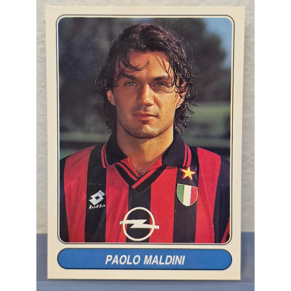 การ์ดสติ๊กเกอร์ฟุตบอล Paolo Maldini ของแท้100% ภาพถ่ายจากสินค้าจริง