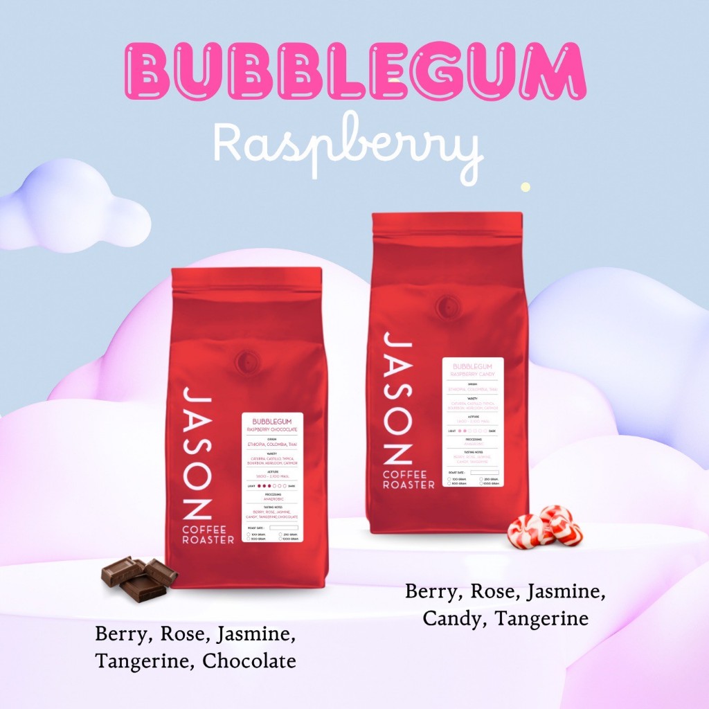 เมล็ดกาแฟคั่ว Bubble Gum โทน Chocolate และ โทน Fruity Coffee Bean Light-Medium Roast