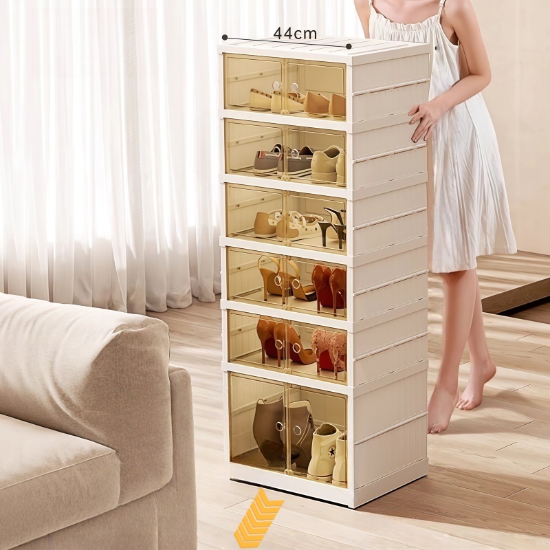 กล่องรองเท้าพับได้ แบบไม่ต้องติดตั้ง Shoes Storage Box ชั้นวางรองเท้า กล่องเก็บรองเท้า