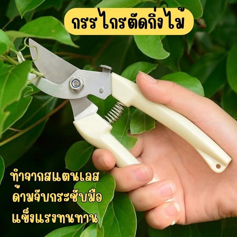กรรไกรตัดกิ่ง แต่งกิ่งไม้ กรรไกรอเนกประสงค์ อุปกรณ์ทำสวน สแตนเลส ด้ามจับกระชับมือ เเข็งแรงทนทาน G0148
