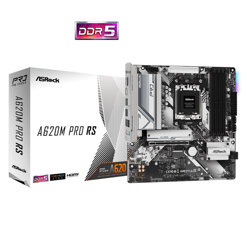 ASRock A620M Pro RS AMD AM5 mATX Motherboard (เมนบอร์ด)