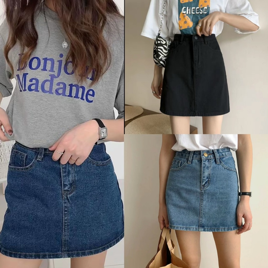 ✨MKL✨ กระโปรงยีนส์ กระโปรงเอวสูงวัยรุ่น ยีนส์ทรงเอ สไตล์เกาหลี 💙💜 #2040