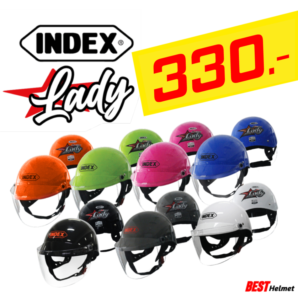 หมวกกันน็อค ครึ่งใบ INDEX Lady (สามารถเลือกสีชิลด์ได้) มอเตอร์ไซค์ Motorcycle