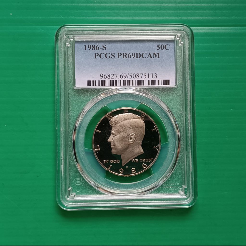 เหรียญเกรด PCGS PR69DCAM - John F. Kennedy Half Dollar 1986-S