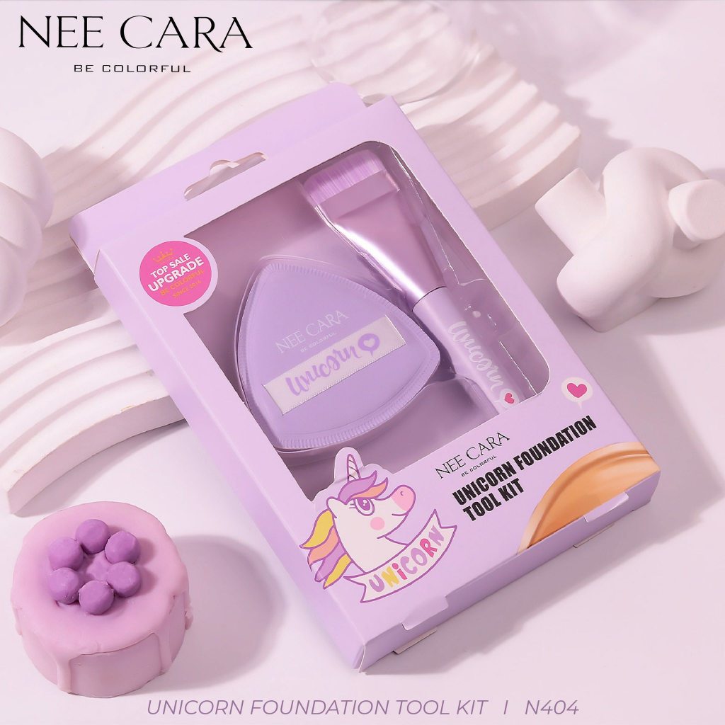 (N404) นีคาร่า เซตพัฟ+แปรงเกลี่ยรองพื้น NEE CARA Unicorn Foundation Tool Kit - รูปที่ 2
