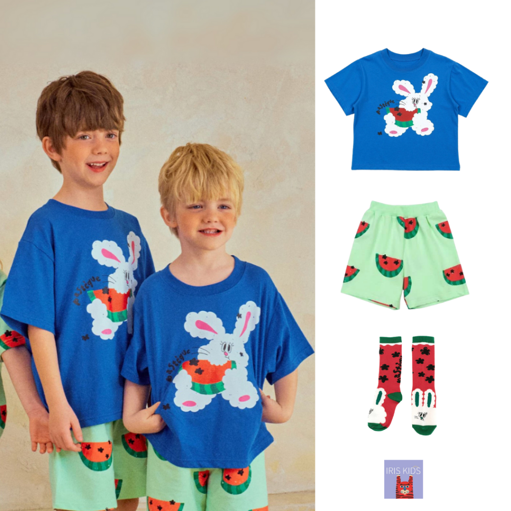 【พร้อมส่ง】ชุดเซตเด็ก IRIS KIDS IKS2677 ลายแตงโม+กระต่าย ผ้า Coolmax ระบายอากาศดี ไม่ยับ มี UPF40 สไตล์เกาหลี