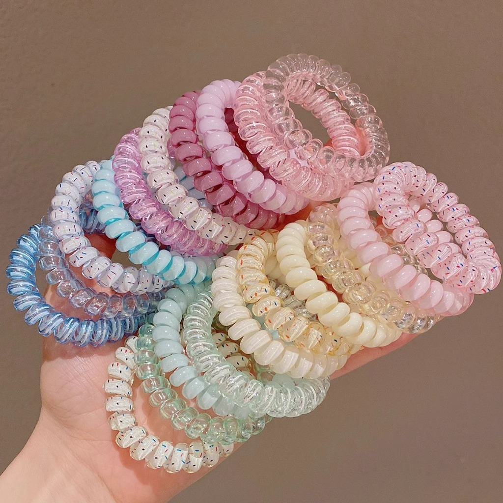 พร้อมส่งจากไทย เครื่องประดับผม ที่รัดผมโทรศัพท์ น่ารัก แฟชั่น หลายสี 4 ชิ้นหวานสีสันS1274