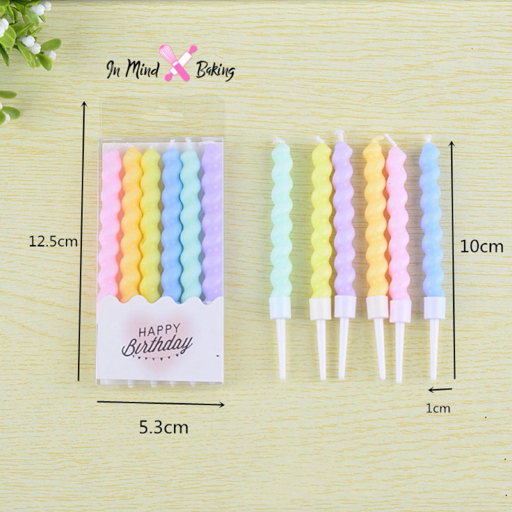 (พร้อมส่ง)เทียนวันเกิด เทียนเกลียวพาสเทลสั้น เทียนวันเกิดเกลียวสั้น