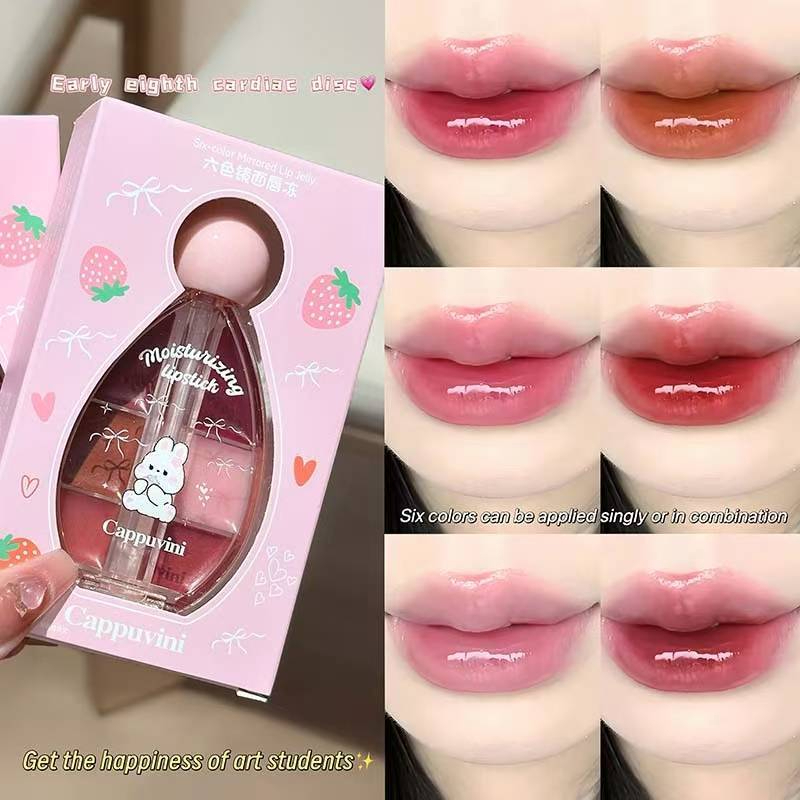 (1ชิ้น)(CP333) Cappuvini ลิปเจลลี่ 6สี Mirrored Lip Jelly สีสวย ติดทน แพคเกจน่ารัก 6 กรัม - รูปที่ 3