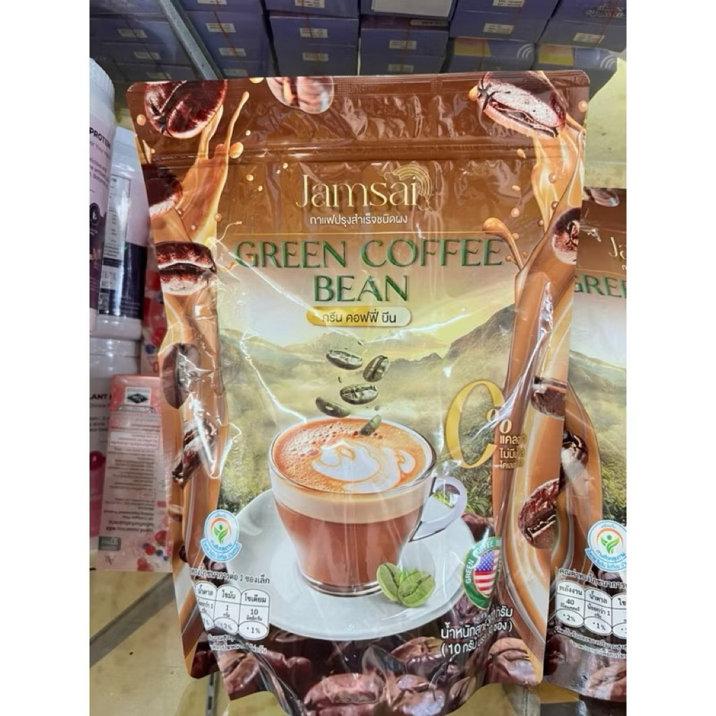 กดสั่งได้เลย กาแฟลําไย ไหทองคํา กาแฟแจ่มใส กรีน คอฟฟี่ บีน ขนาด [1 ห่อ 30 ซอง]