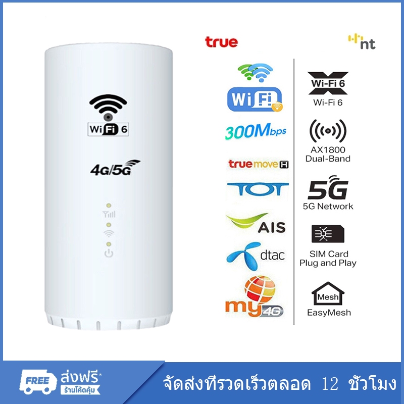 🔥เราเตอร์ WiFi6 ทรงกระบอกแนวตั้ง 4G/5G Router wifi ใช้ได้กับซิมทุกเครือข่าย เสียบใช้เลย ไม่ติดตั้ง