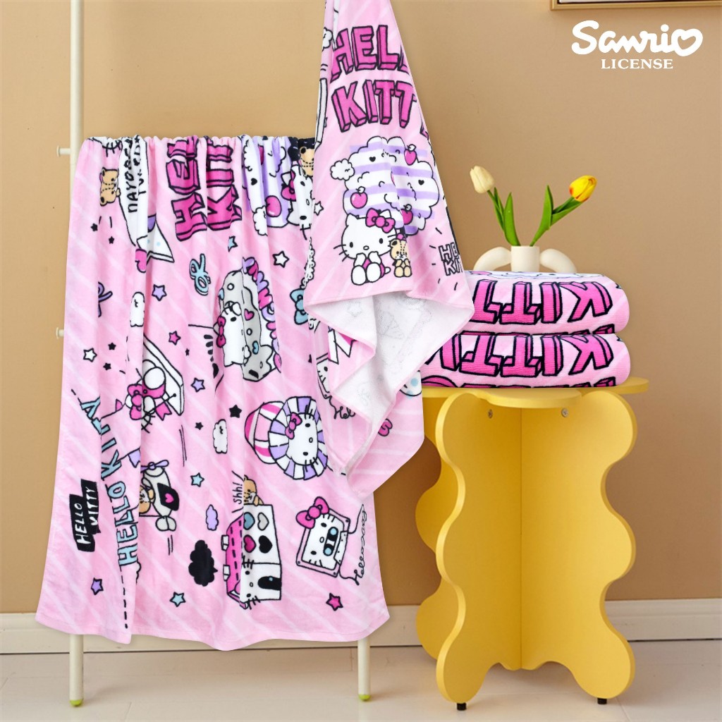 Chilli ผ้าขนหนู  Hello Kitty ลายคิตตี้ พิมพ์ลายลิขสิทธิ์แท้ ผ้าCotton100% ยี่ห้อ JHC (Chilli) No.7067