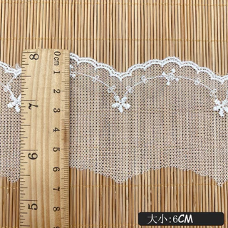 ลูกไม้ตาข่าย ปักน่ารัก ขนาด 6 cm. 3 โทนสี พร้อมส่งค่ะ