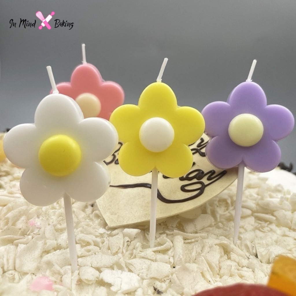 เทียนวันเกิดรูปดอกเดซี่ คละ สี   (แพค5ชิ้น) DS-02