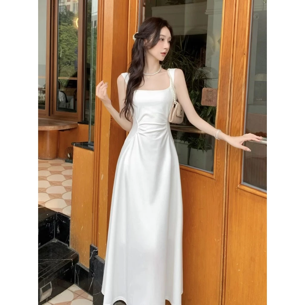 เดรสสีขาว งานแต่ง ชุดน่ารักสไตล์เกาหลี เจ้าหญิง ชุดราตรี ผู้หญิง แฟชั่น เดรสน่ารัก ไปทะเล