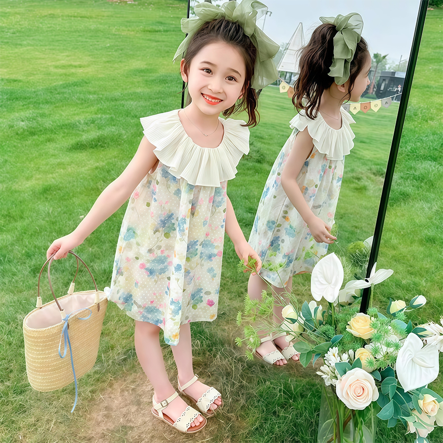 2-12 ปี ชุดเดรสเด็กผู้หญิง ชุดเดรสเจ้าหญิง ลายดอกไม้น่ารัก แฟชั่นฤดูร้อน สไตล์เกาหลี สําหรับเด็กผู้หญิง - รูปที่ 6