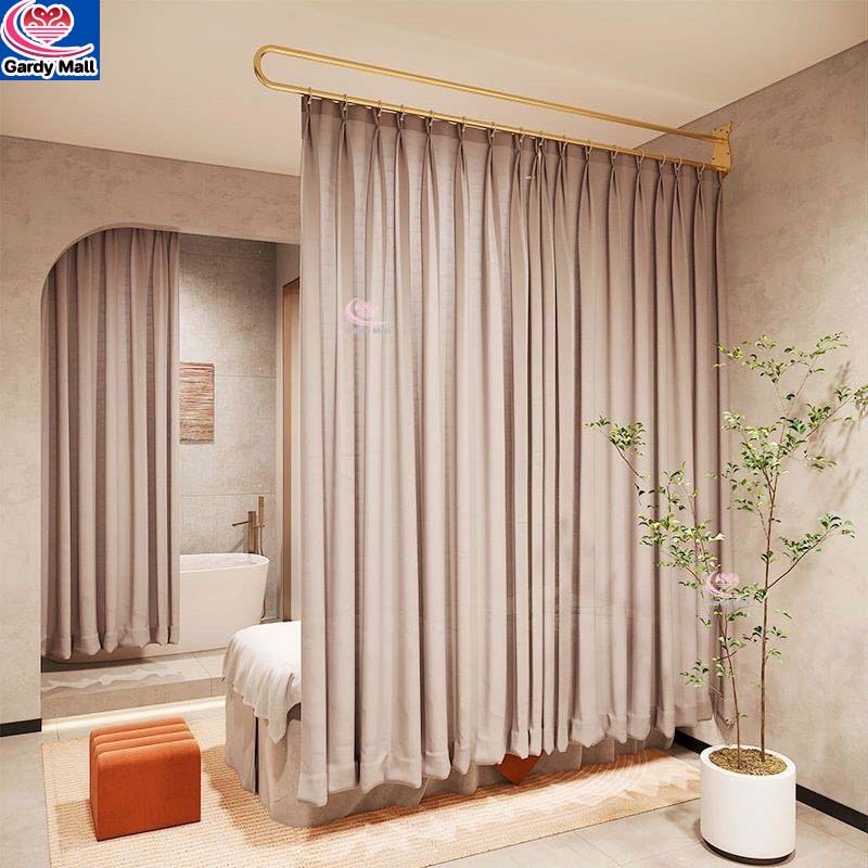 อุปกรณ์ ตกแต่งบ้าน ชุดราว+ผ้าม่านโปร่งกั้นห้อง กั้นห้องเตียง ฉากกั้นห้อง ผ้าม่าน เหล็กดัด ยู-บาร์ 2เมตร ราคาถูก