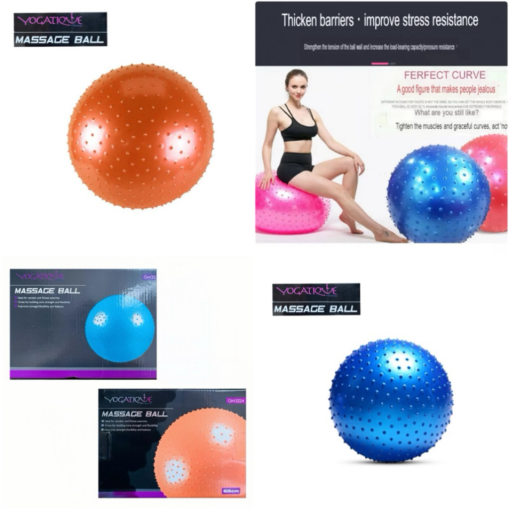 YOGATIQUE MASSAGE BALL ลูกบอลโยคะ ขนาด 65 cm. แบบปุ่มเต็มลูก | แบบปุ่มครึ่งลูก