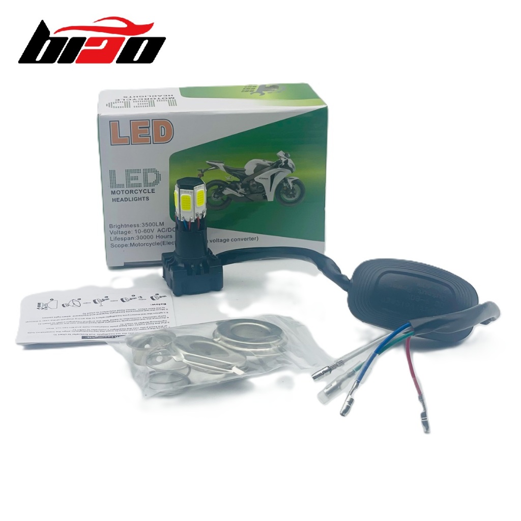 หลอดไฟหน้า มอเตอร์ไซค์ LED 6ชิป M6 35w แสงสีขาว 6000k moto honda wave 110i 10v-60v