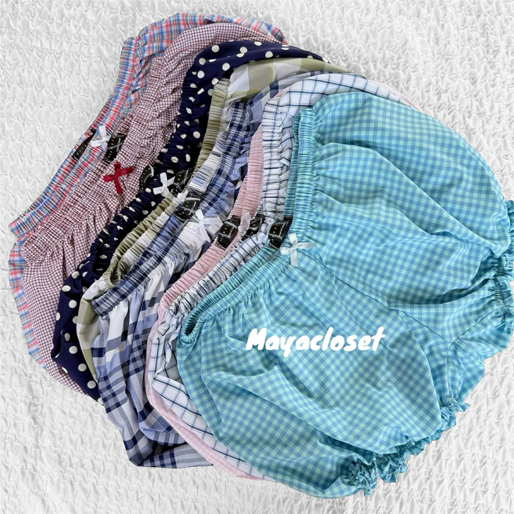 pumpkin shorts กางเกงขาสั้นจั๊มขาทรงฟักทอง ใส่เป็นเอวต่ำหรือสูงก็ได้ ผ้านิ่มลื่นใส่สบาย แต่งโบว์ มี15สี