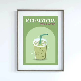 (พร้อมส่งจากไทย ภาพรวมกรอบ) 🍵มัทฉะ🍵 ชาเขียว Matcha ภาพมัทฉะสไตล์มินิมอล ตกแต่งคาเฟ่ ห้องนั่งเล่น คาเฟ่