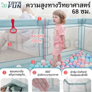 คอกกั้นเด็ คอกกั้นเด็ก คอกเด็ก สูง 68 cm หนาระบายอากาศดแถมฟรีจุกยางยึดพื้นกันเลื่อน ระบายอากาศ มีประตู กั้นเด็ก แข็งแ