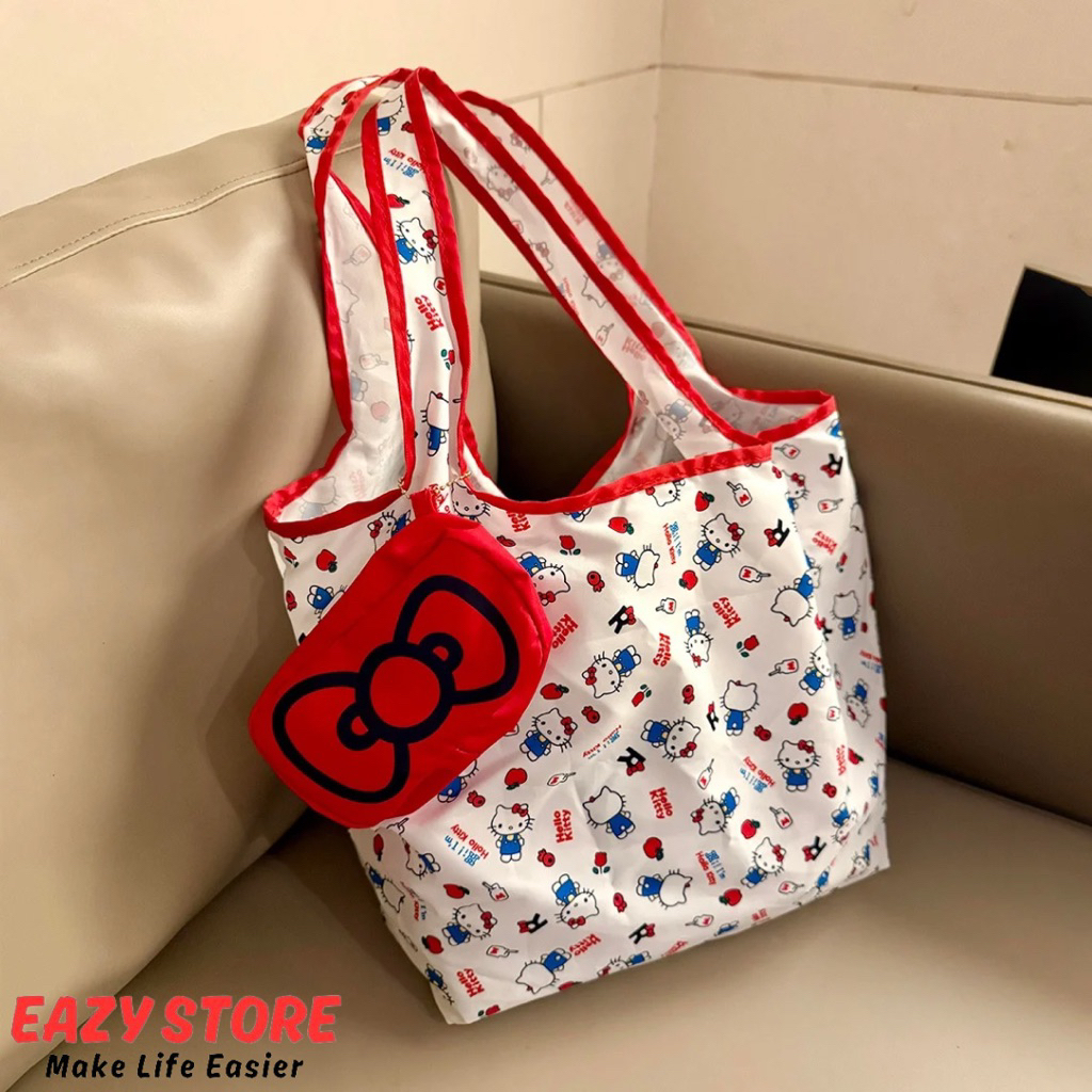 กระเป๋าชอปปิง EAZY Kitty Shopping Bag กระเป๋าพับเก็บได้ ฮัลโหลคิตตี้ คาวาอี้ สไตล์ญี่ปุ่น 2026