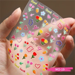 Nawoelite stickers สติกเกอร์ ตกแต่ง สติกเกอร์ตกแต่ง 5D ดอกไม้น่ารัก สติกเกอร์ติดเล็บ สำหรับ DIY อุปกรณ์แต่งเล็บ