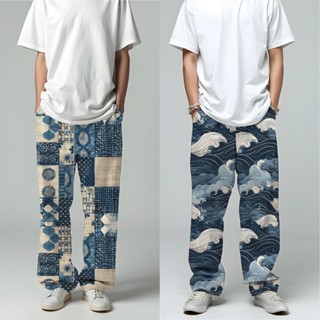 กางเกงพิมพ์ลายญี่ปุ่น ผ้าไหมอิตาลี งานดี ใส่สบาย ใส่ได้ทั้งผ…