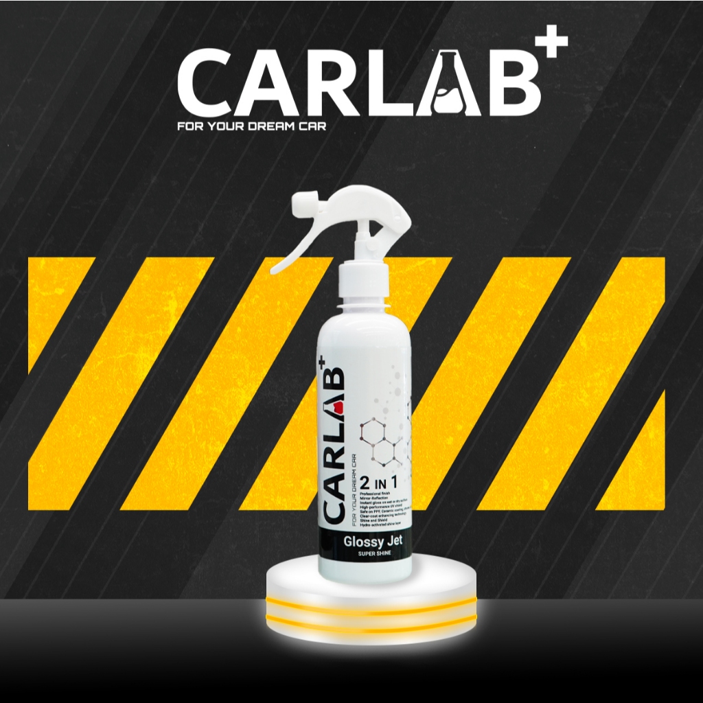 สเปรย์แวกซ์เคลือบสีรถ CARLAB+ Glossy Jet super shine (2in1) เงาทันใจ ใช้ได้ทั้งพื้นผิวเปียกและแห้ง