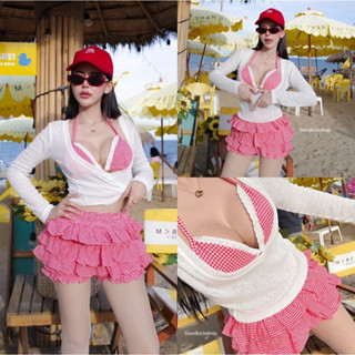 เซ็ท 3 ชิ้น กระโปรงสั้น/ชุดบิกินี่ทะเล ชุดไปทะเล กระโปรงสั้น…