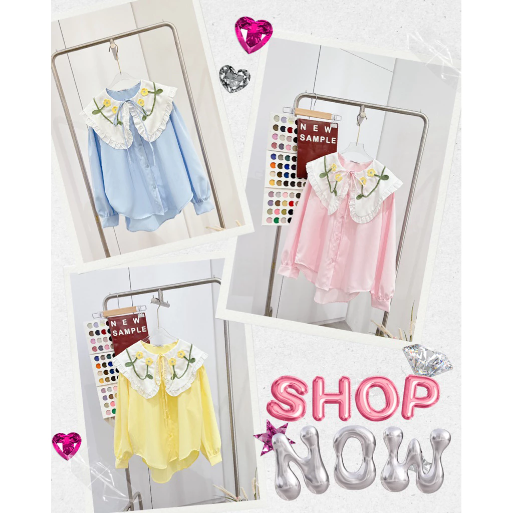 💐SHIRT DAISY 🌼เชิ้ตแขนยาวอก52“ทรง over size ✨แต่งปกระบายดีเทลตัวนี้ติดอะไหล่ดอก ที่ปกน่ารักมากกกกแมทช์ง่าย 🤍2529