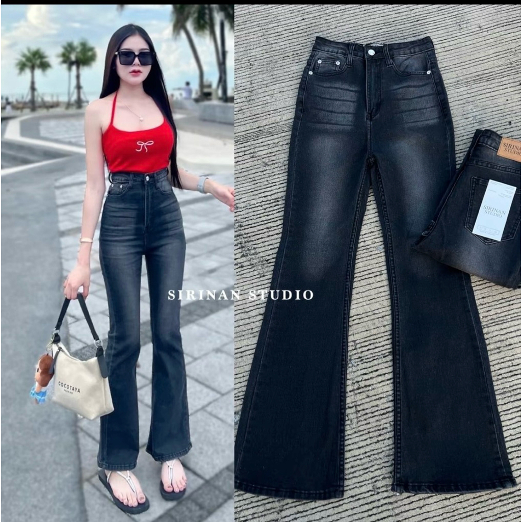 Sirinan Studio กางเกงขาม้าสีดำสโนว์ ใส่สวยเก็บทรงเป๊ะ🥰