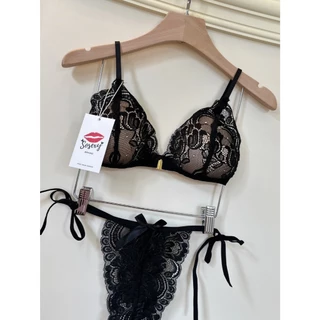 SPND【พร้อมส่ง】So89 เซตชั้นในลูกไม้ เสื้อในตะขอหน้า+กกน แต่งสายผูกเอว เนื้อผ้านุ่มละมุน สวยแซ่บ