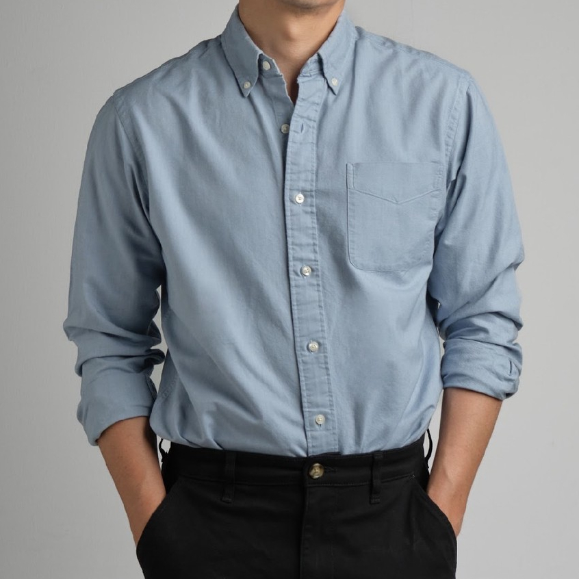 era-won เสื้อเชิ้ต รุ่น Oxford shirt Mercerizing สี Blue Humor