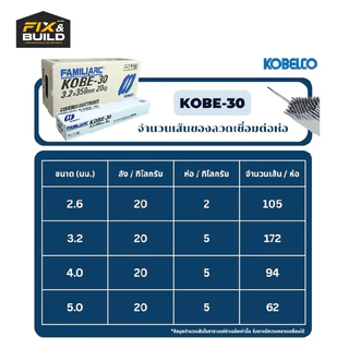 ลวดเชื่อมไฟฟ้า 2.6มม./3.2มม./4.0มม KOBE 30 ธูปเชื่อม โกเบ-30 (ของแท้ 100%)