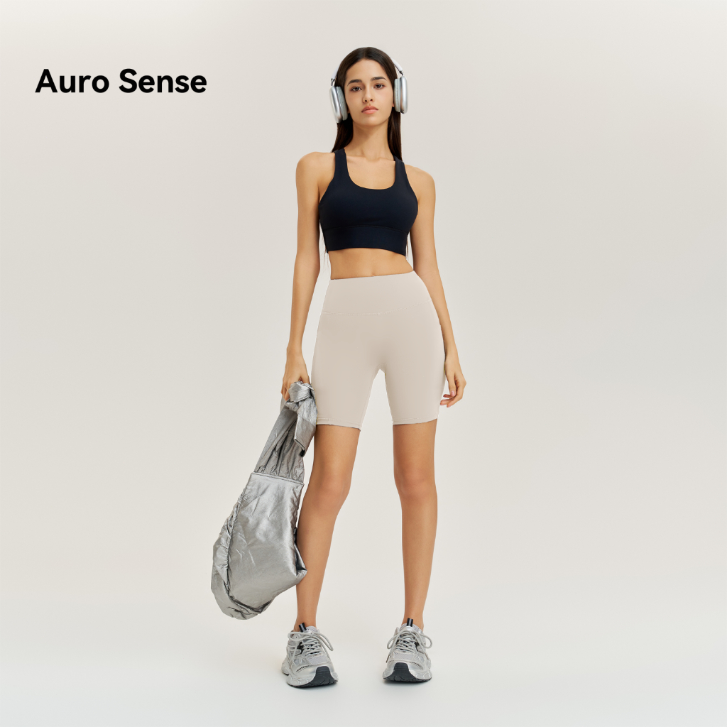 Auro Sense gym กางเกงโยคะเอวสูง กางเกงวิ่ง  ความยาว 3 ส่วน เล่นกีฬา และ การสวมใส่ประจำวัน compression shorts  4color - รูปที่ 3