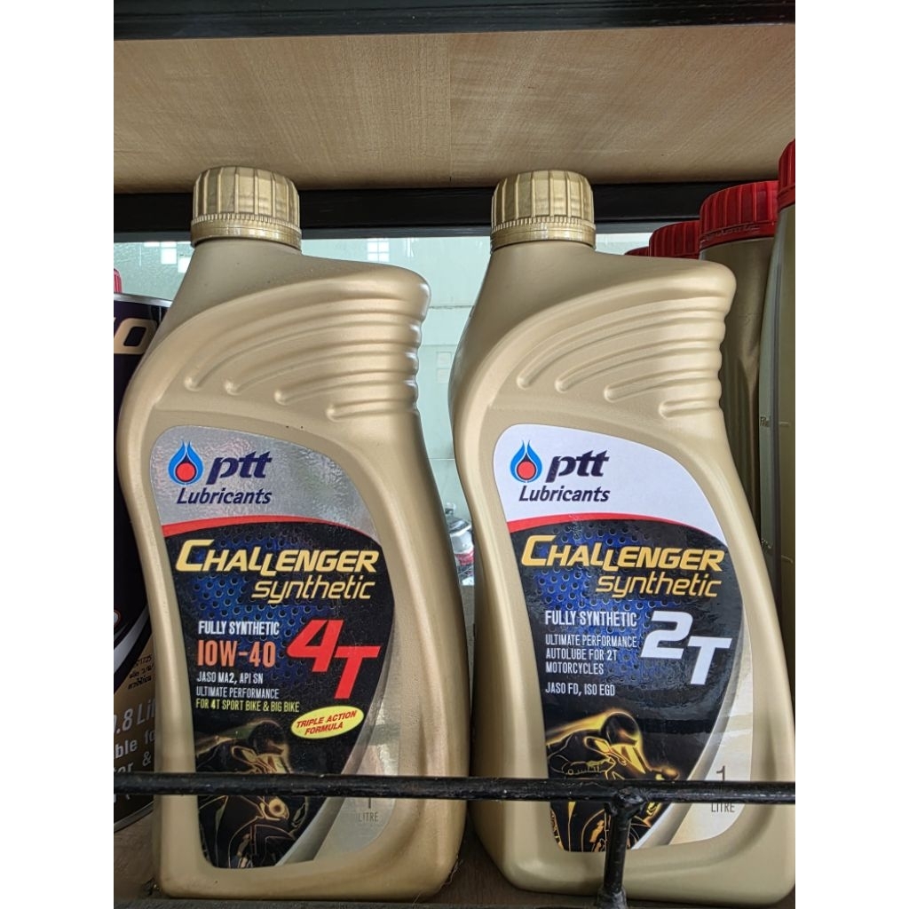 น้ำมันเครื่อง ปตท 2T และ 4T Challenger 1ลิตร (สังเคราะห์100%)