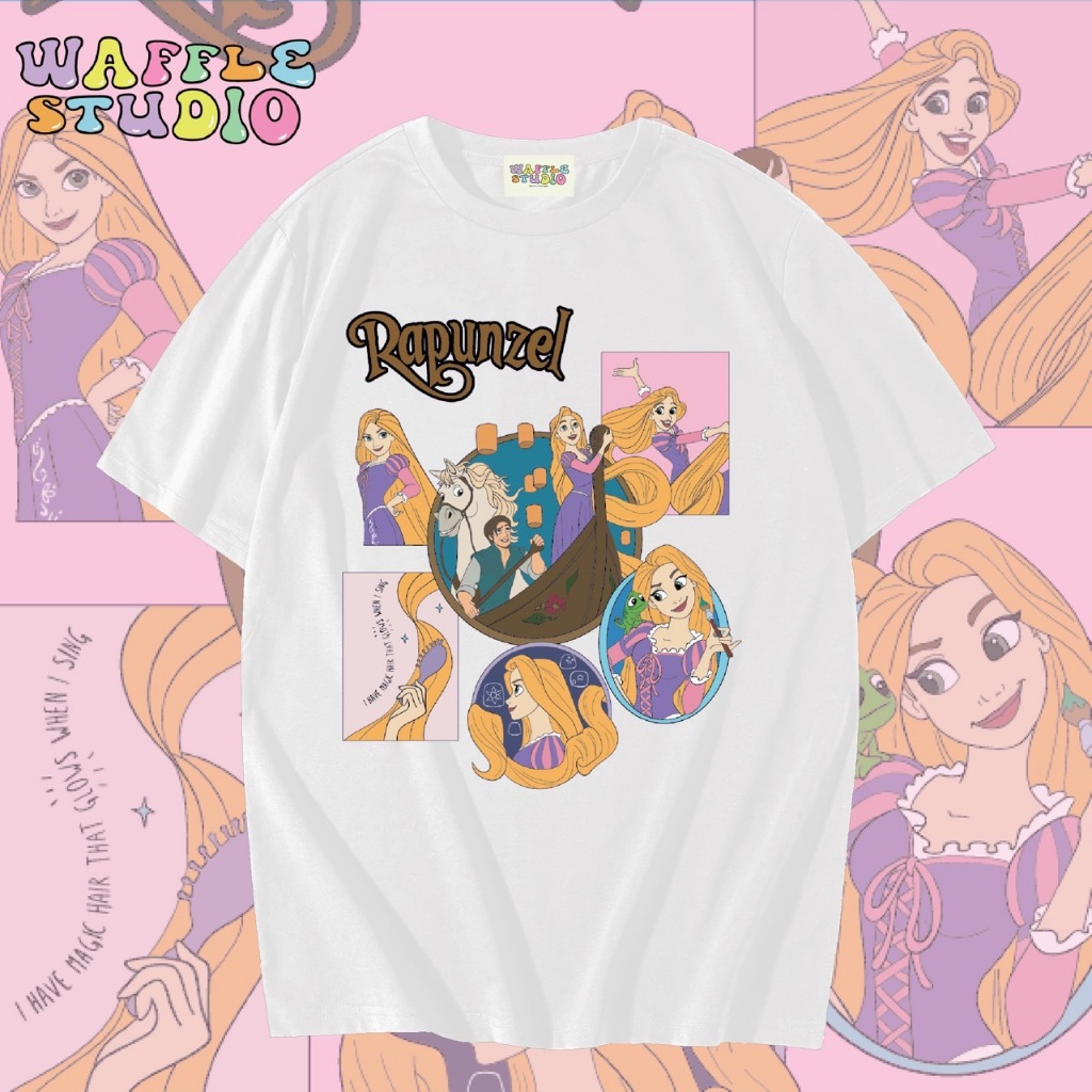 [ ส่งฟรี 🔥 ] WS1572 เสื้อยืดโอเวอร์ไซส์ ผ้าคอตตอน 100% เสื้อยืดเกาหลี เสื้อยืด ราพันเซล Rapunzel เจ้าหญิง ดิสนีย์ Disney