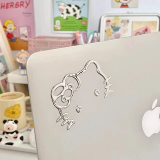 สติ๊กเกอร์คิตตี้ สติ๊กเกอร์การ์ตูนน่ารัก 3D สติ๊กเกอร์คิตตี้สีเงิน สติ๊กเกอร์ตกแต่งมือถือ ยนต์ สติกเกอร์โลหะ ลายกันน้ํา
