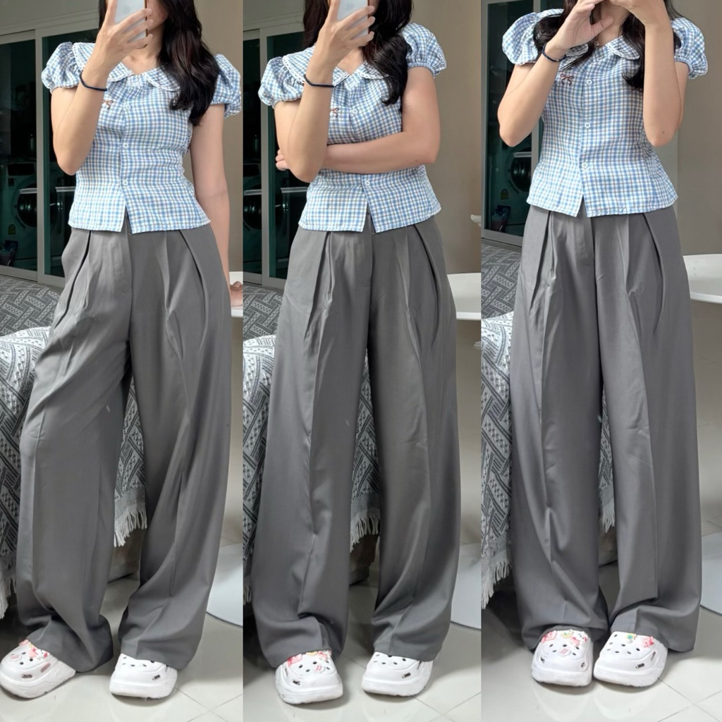 [04]Laurashop🐟🪿🫧new in youth pant กางเกงขายาวทรงจีบหน้าผ้าริชชี่ เอวสูงทรงสวย 🫧🫧