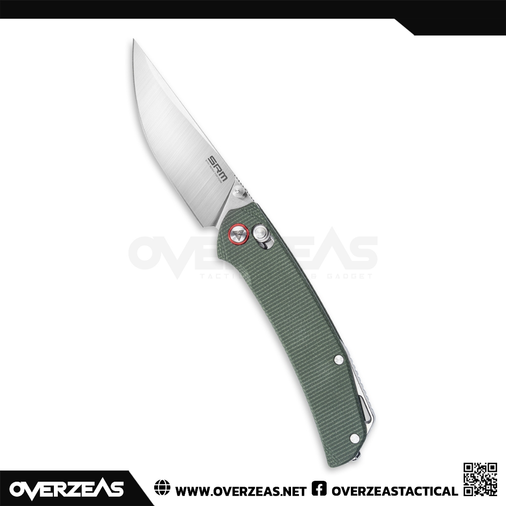 มีดพับ SRM Asika Ambi Lock Knife Green Micarta (14C28N 3.4" Satin),411L-MG